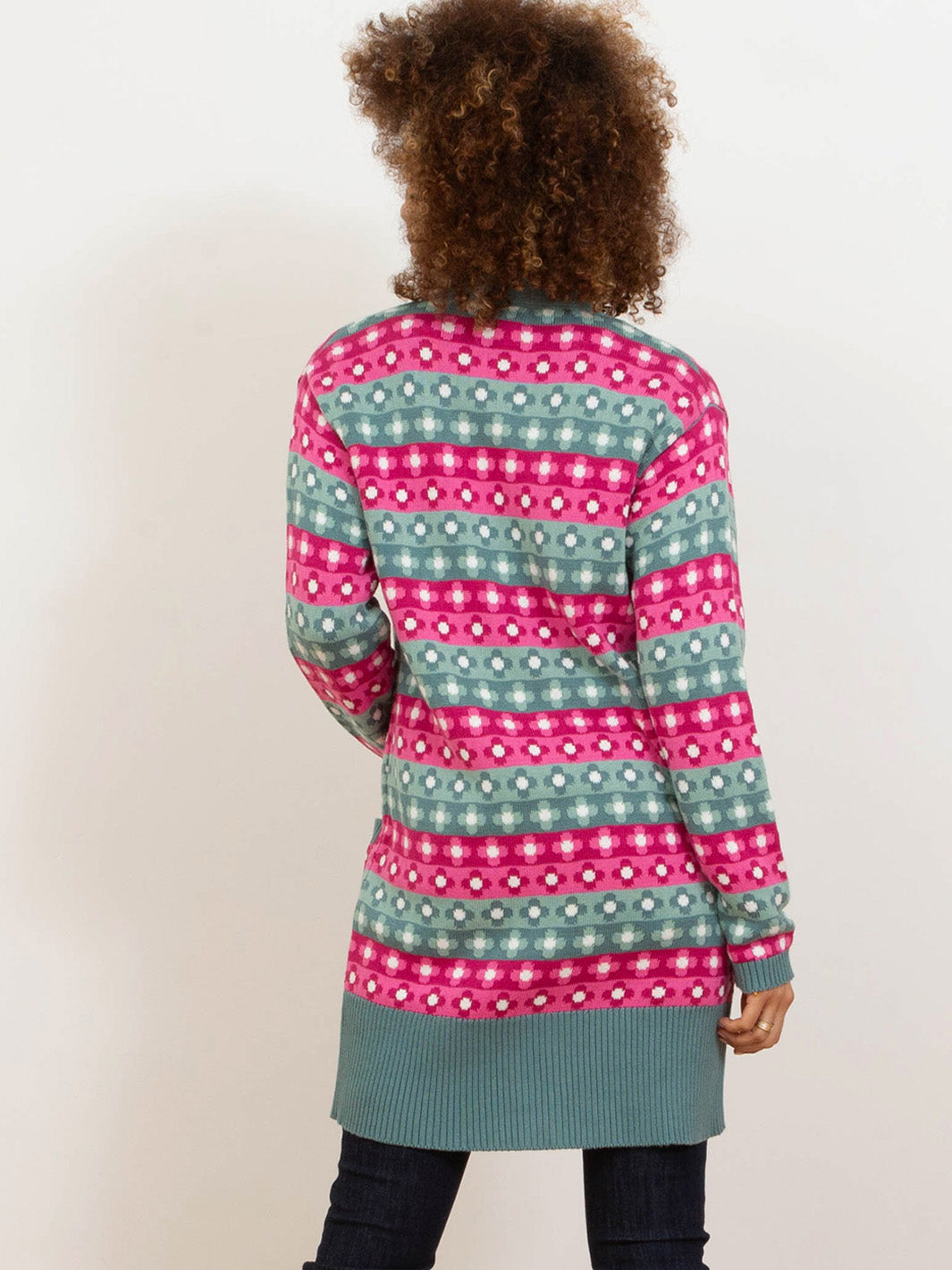 Florenysa – Cardigan long à motifs pour femmes avec poches