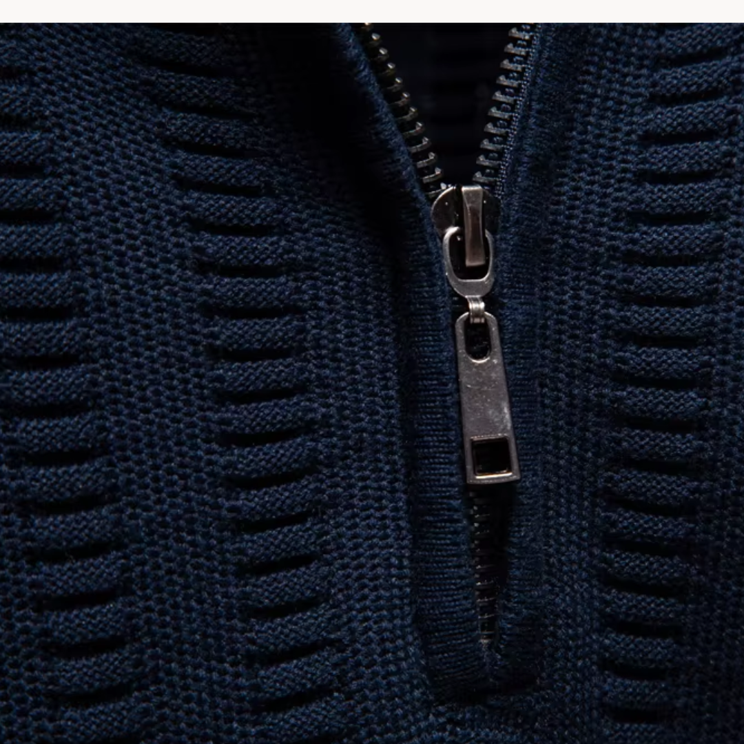 Rowan – Pull pour homme en coton à fermeture éclair courte