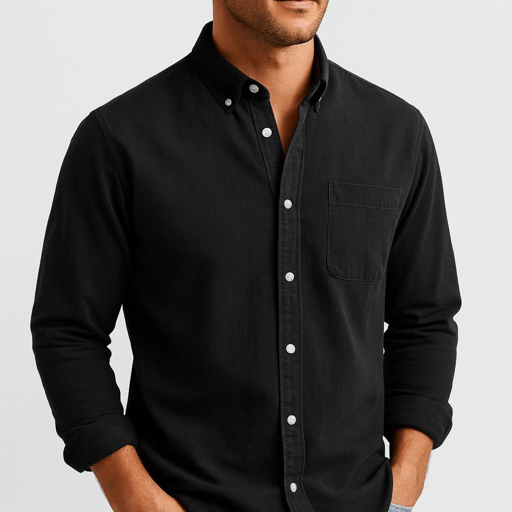 Corvaine - Camisa de algodón de manga larga con botones