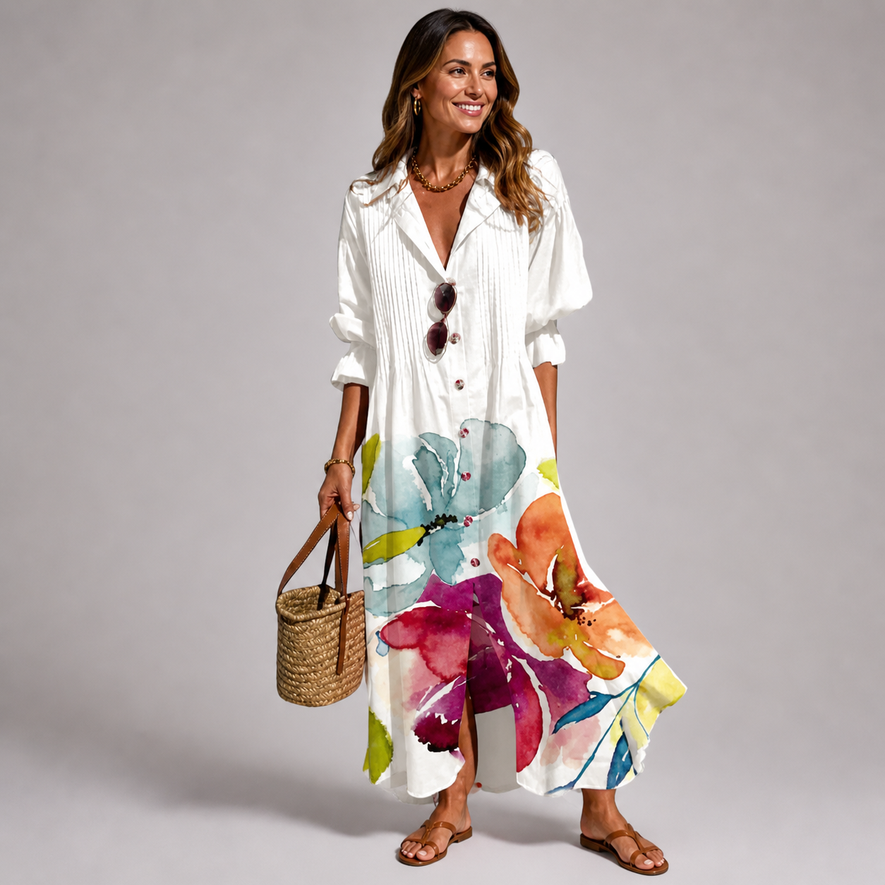 Edith - Robe longue flatteuse avec maintien du ventre