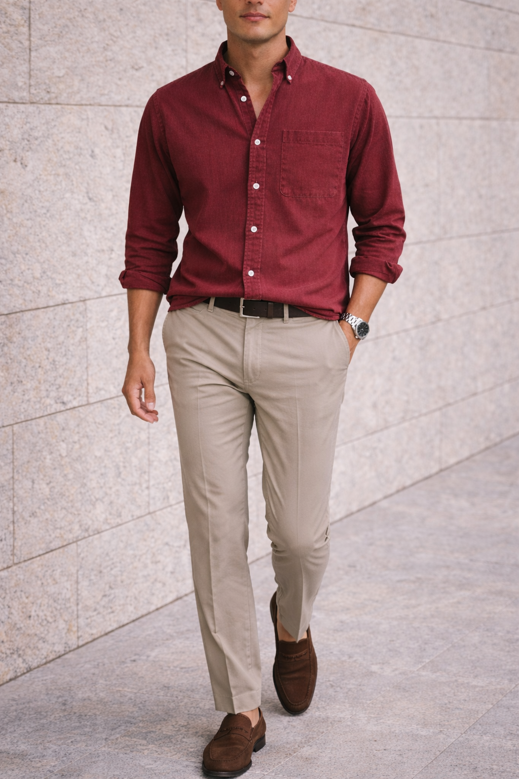 Alviro - Chemise décontractée pour homme en coton avec boutons