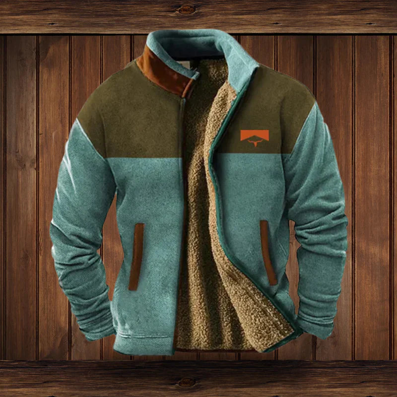 Calvin – Veste sans manches zippée chaude pour homme en tissu Teddy avec design vintage