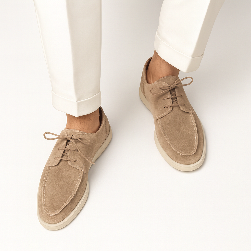 Men's Leather Moccasins Lace-Up Loafers - Image 4