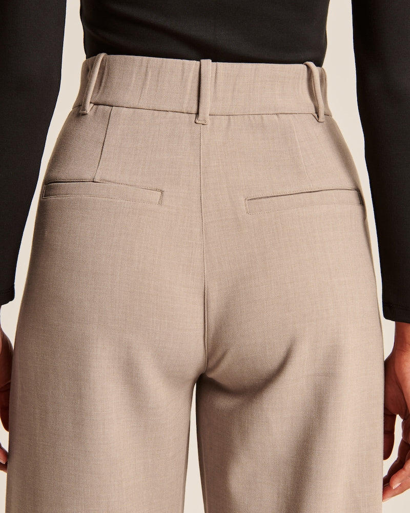 Caelira - Pantalones Beige de Pierna Ancha