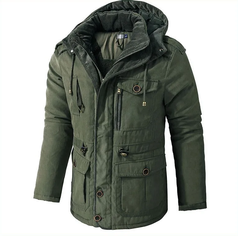 Levik – Manteau d'hiver doublé avec fausse fourrure pour homme