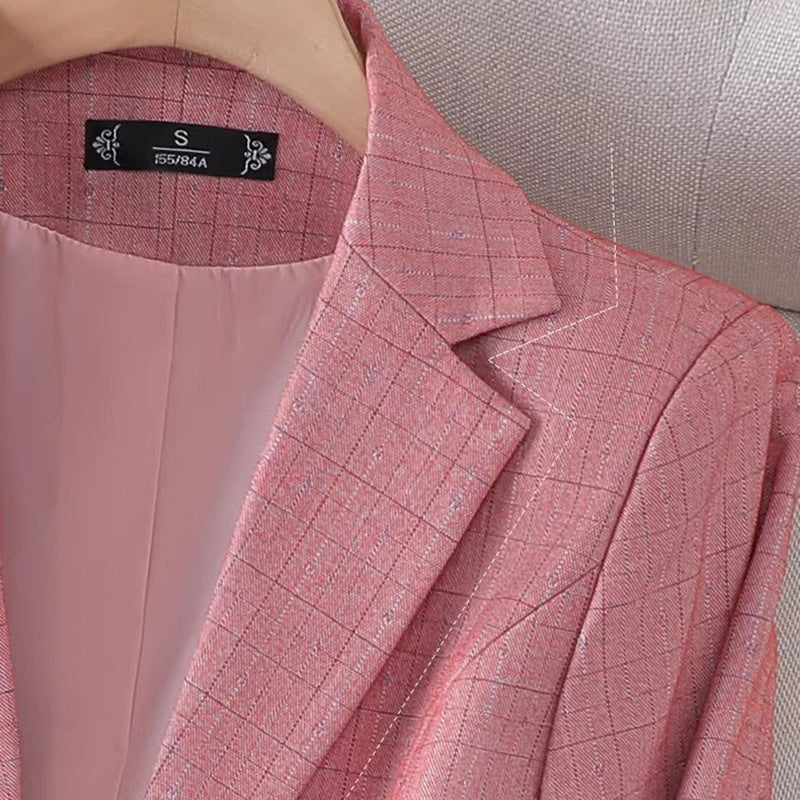 Zarah – Women's Grid Pattern Blazer