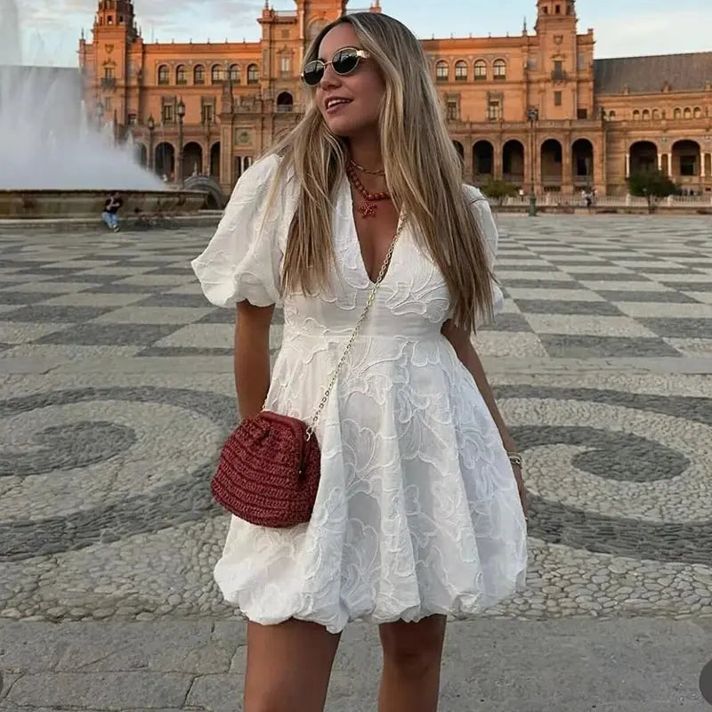 Saloré – Vestido corto con estampado floral para mujer