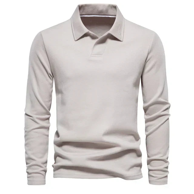 Polo à col structuré manches longues pour homme