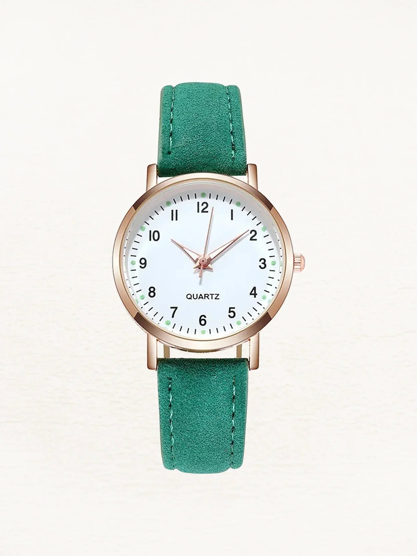 Women Leather Rose Gold Quartz Watch - Image 14