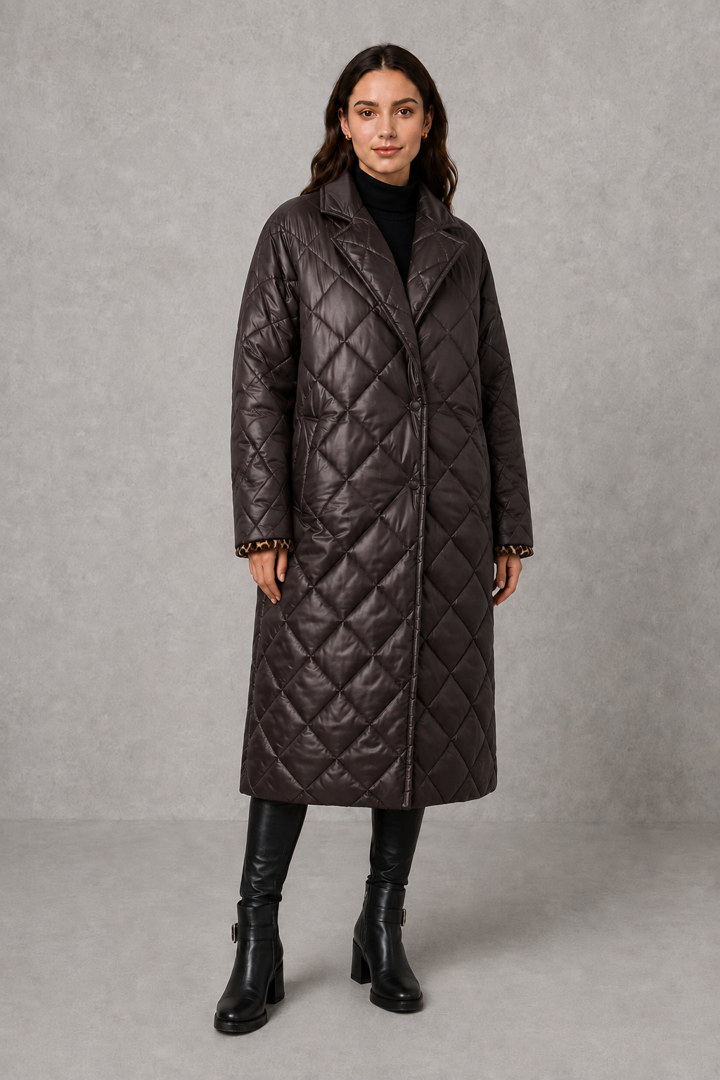 Women Reversible Quilted Leopard Print Padded Jacket - Image 7