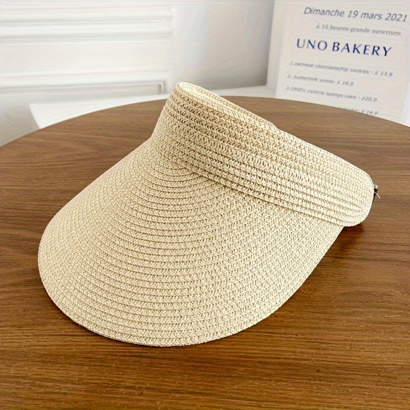Women's Wide Brim Foldable Straw Sun Visor UV Protection - Image 9