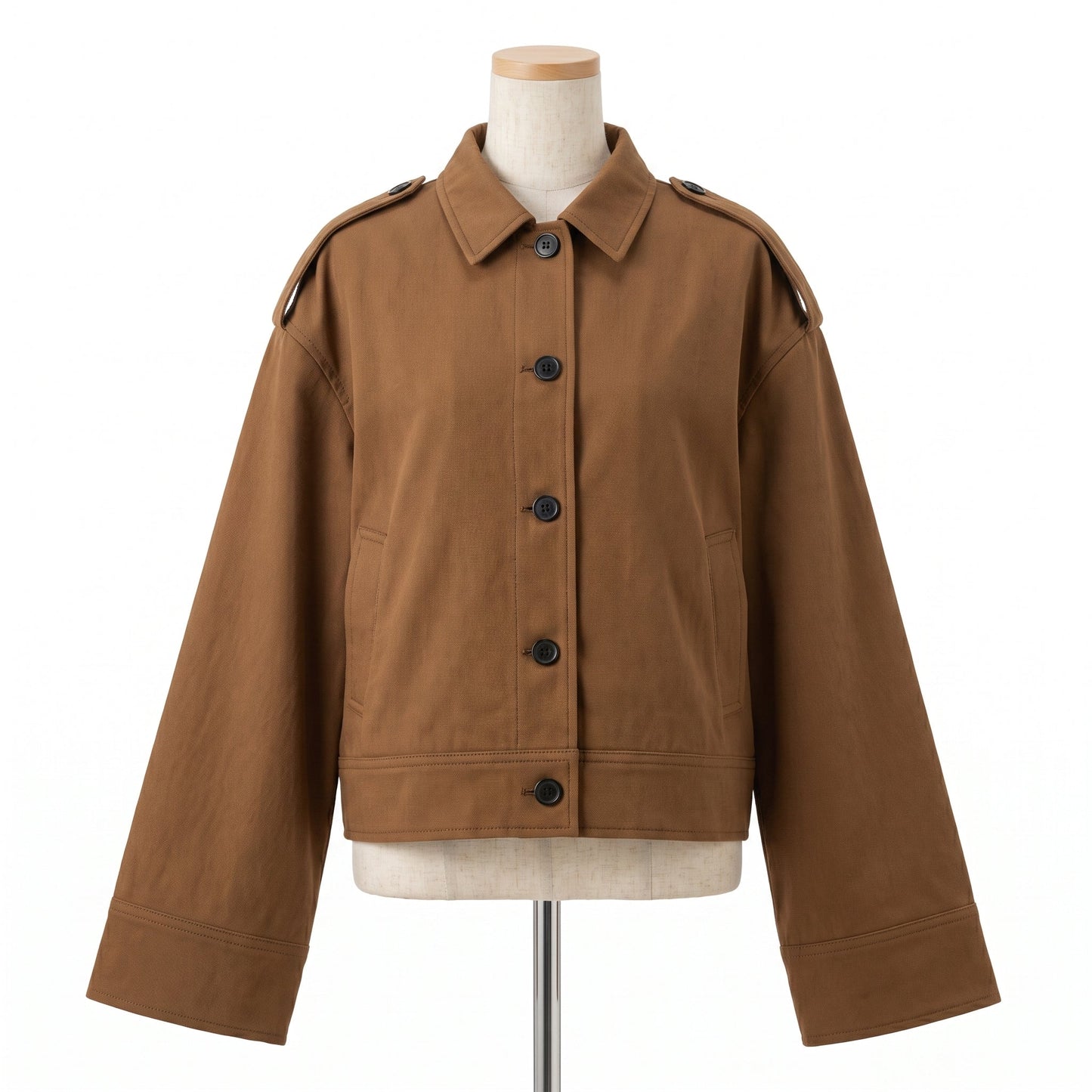 Women Cropped Trench Coat Dropped Shoulder - Image 6