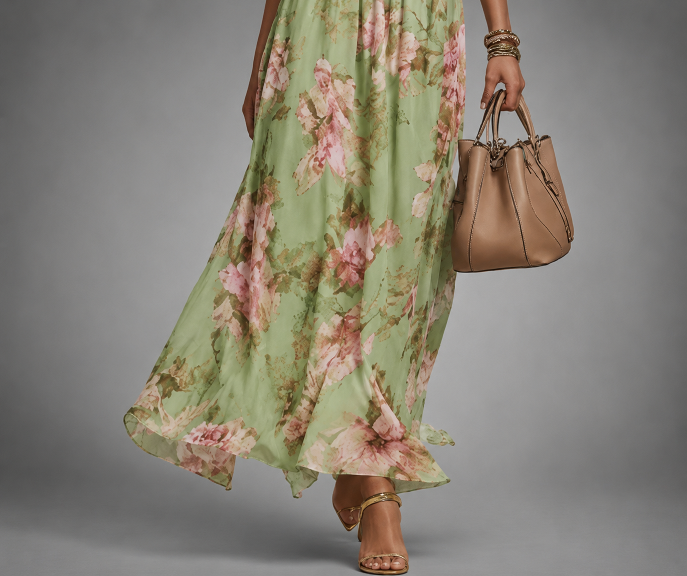 Women Halter Neck Floral Maxi Dress Wedding Guest A-Line - Image 2