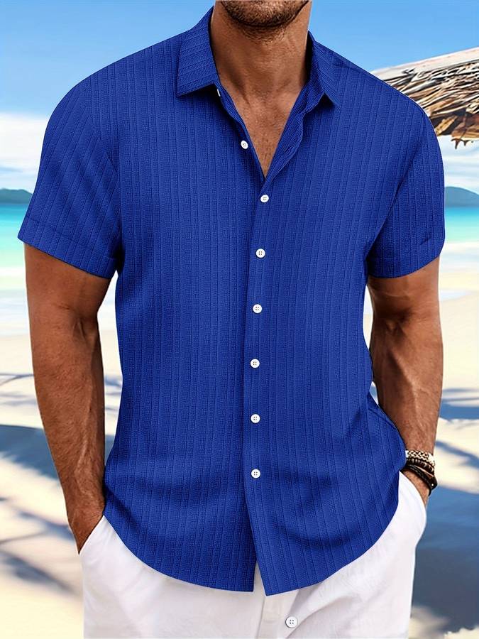 Danniel - Chemise rayée à manches courtes pour homme col Kent