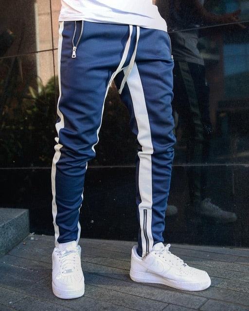 Zaviero - Pantalon de jogging homme à rayures contrastées