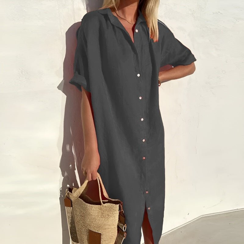 Solénaire - Breathable Cotton Summer Shirt Dress