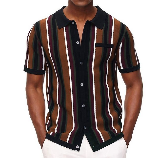 Men's Striped Lightweight Polo Shirt - Image 5