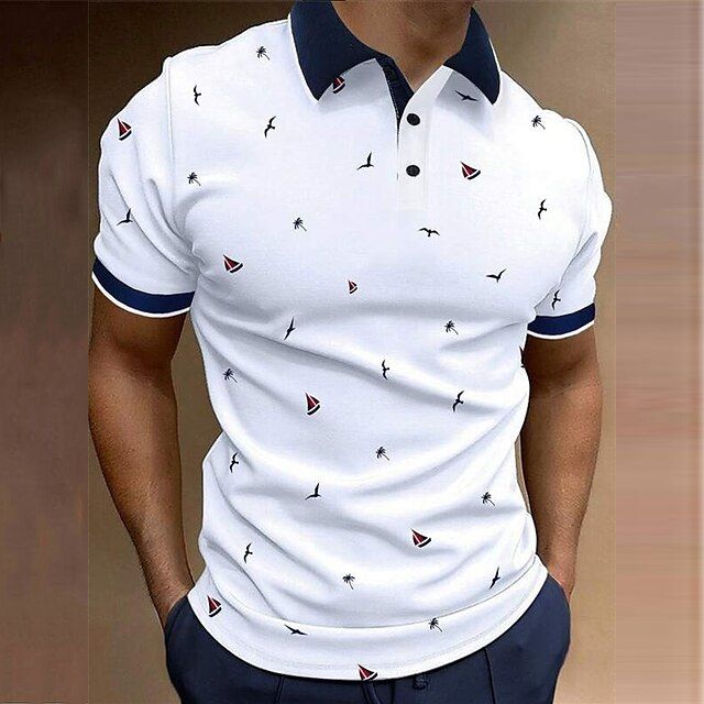 Men's Lightweight Nautical Print Polo Shirt - Image 4