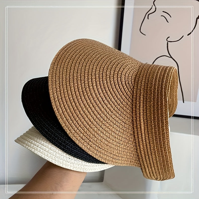 Women's Wide Brim Foldable Straw Sun Visor UV Protection - Image 6