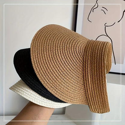 Women's Wide Brim Foldable Straw Sun Visor UV Protection - Image 6