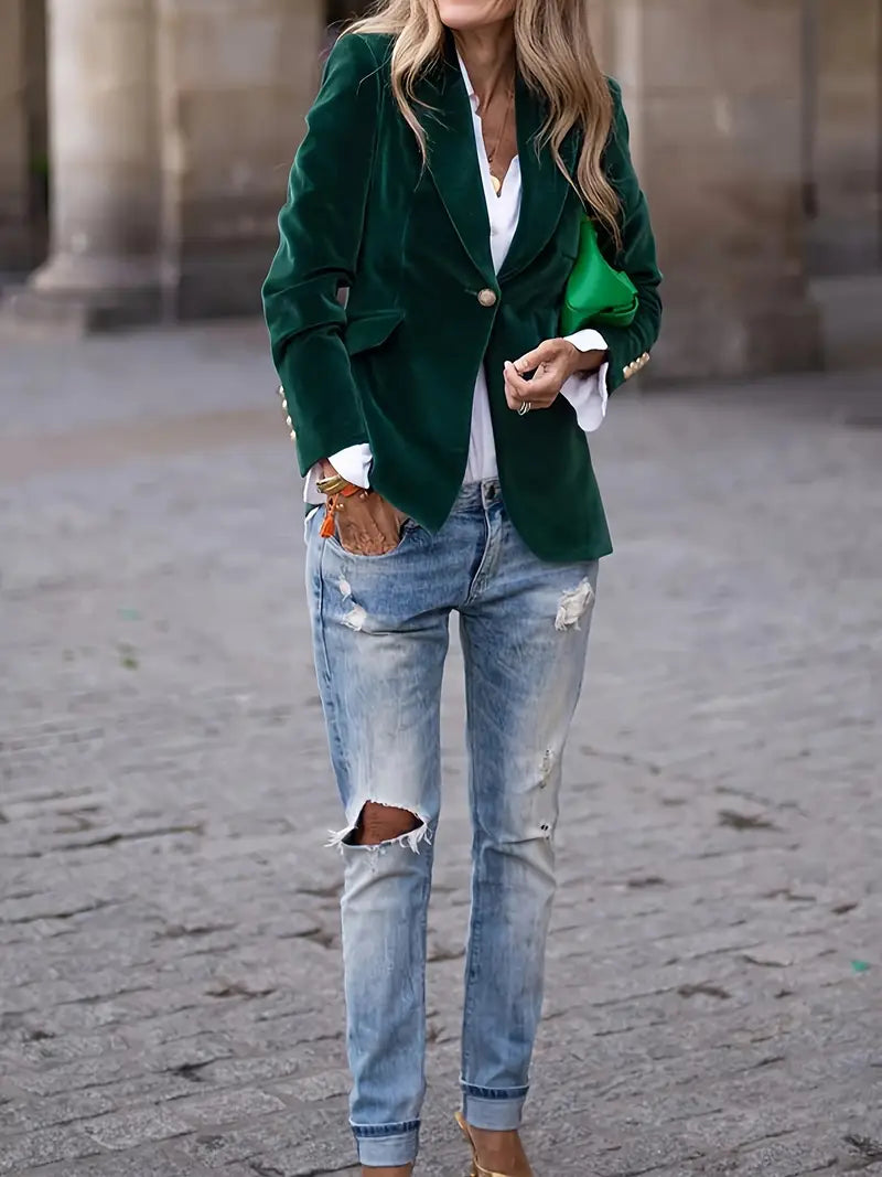 Vanessa - Elegant Fluwelen Knopen Blazer - Image 10