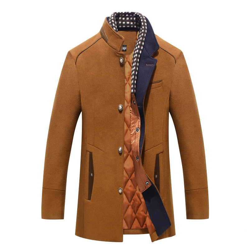 Manteau matelassé en mélange de laine avec col pour homme