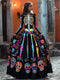 Women's Day of the Dead-Inspired Anatomical Maxi Dress