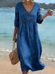 Clarine - Robe femme en coton col en V