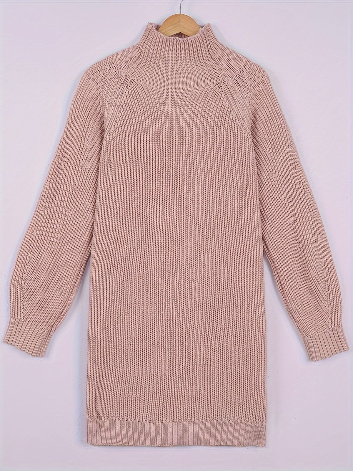 Women Ribbed Turtleneck Sweater Dress - Image 8