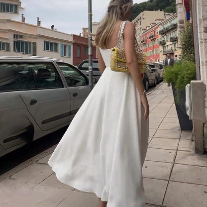 Women Square Neck Sleeveless Midi Dress Spring - Image 2