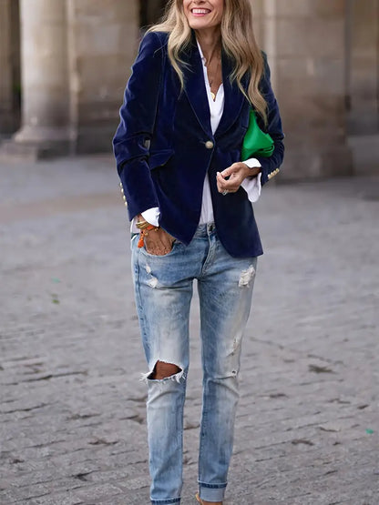 Vanessa - Elegant Fluwelen Knopen Blazer - Image 6