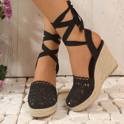 Women's Crochet Wedge Sandals - Image 2