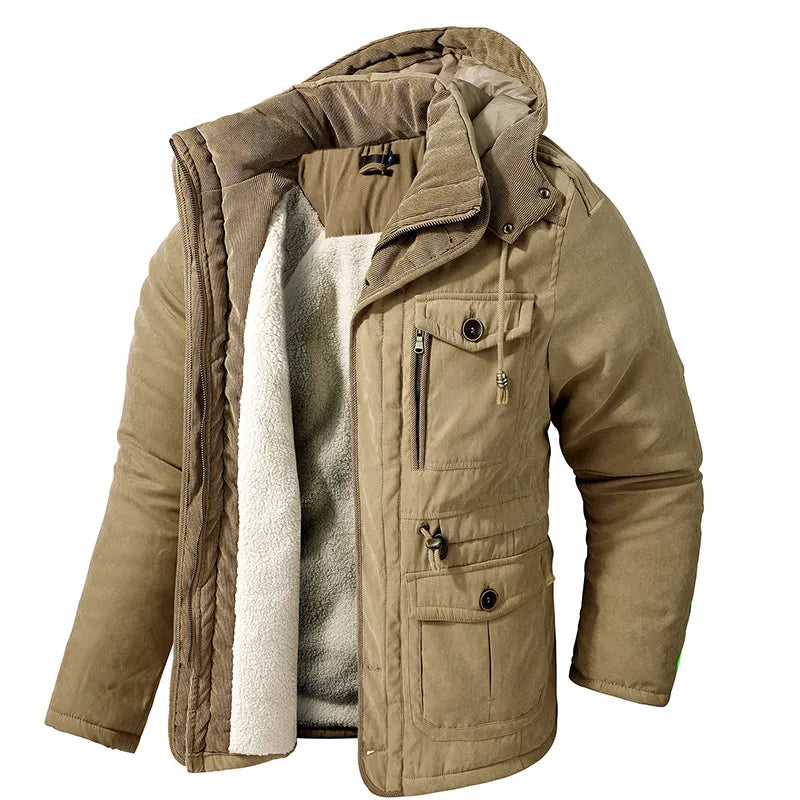 Levik – Manteau d'hiver doublé avec fausse fourrure pour homme