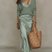 Women Ivory Knit Satin Midi Dress Set Two Piece - Image 10