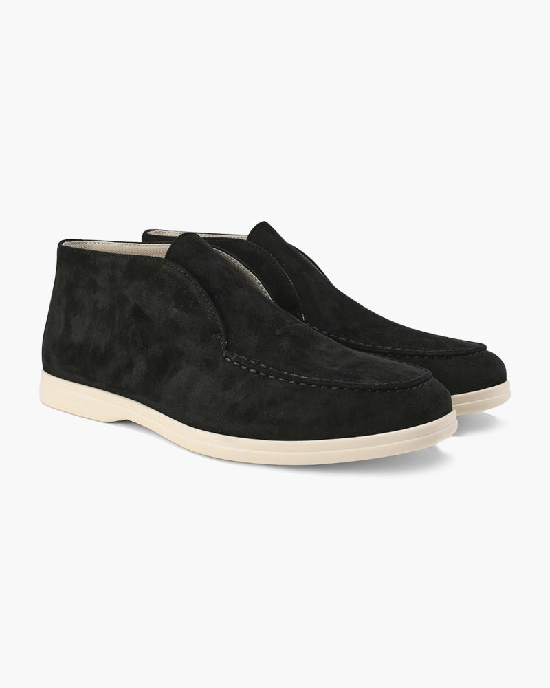 Caelim - Mocasín slip-on de ante para hombre, corte medio