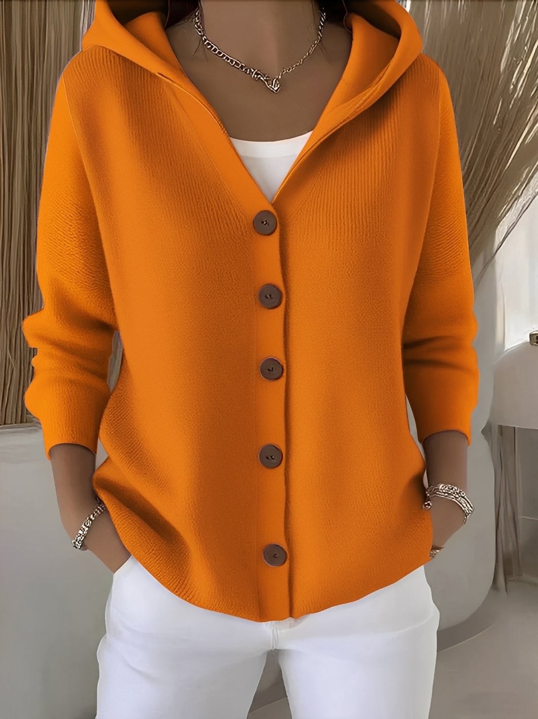 Fiona – Women’s Cozy Long Sleeve Knit Cardigan with Hood