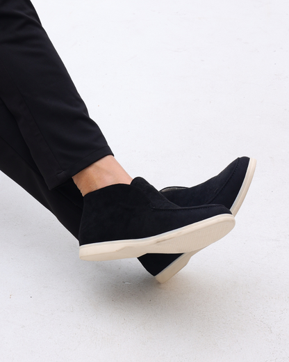 Caelim - Mocasín slip-on de ante para hombre, corte medio