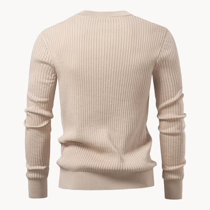 Grayson – Pull côtelé à col tunisien pour homme