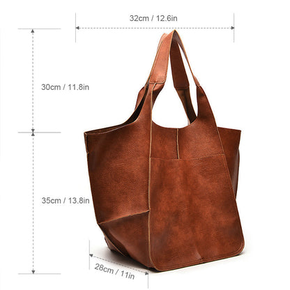 Marcella - Oversized Vintage Leather Shoulder Bag