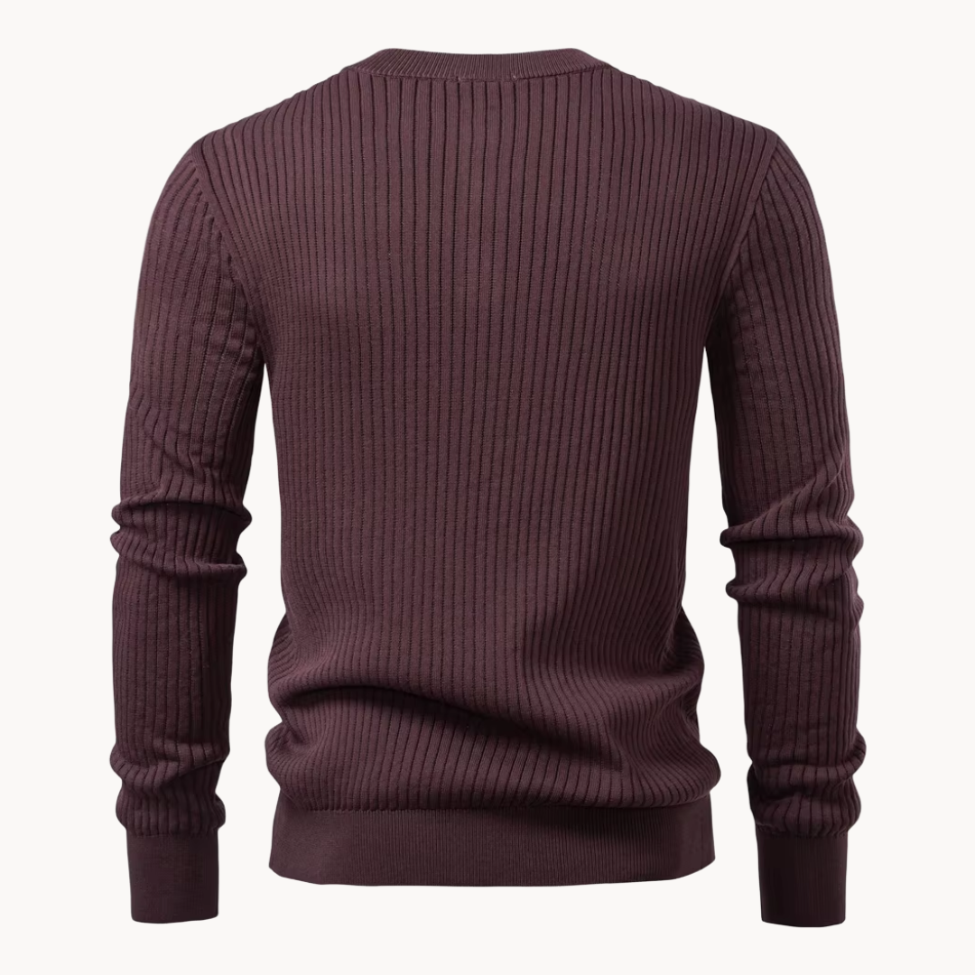 Grayson – Pull côtelé à col tunisien pour homme