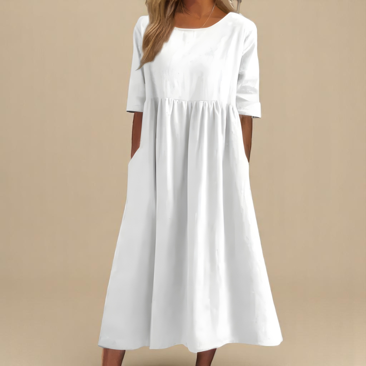 Women Relaxed Fit Casual Midi Dress with Pockets Summer - Image 7
