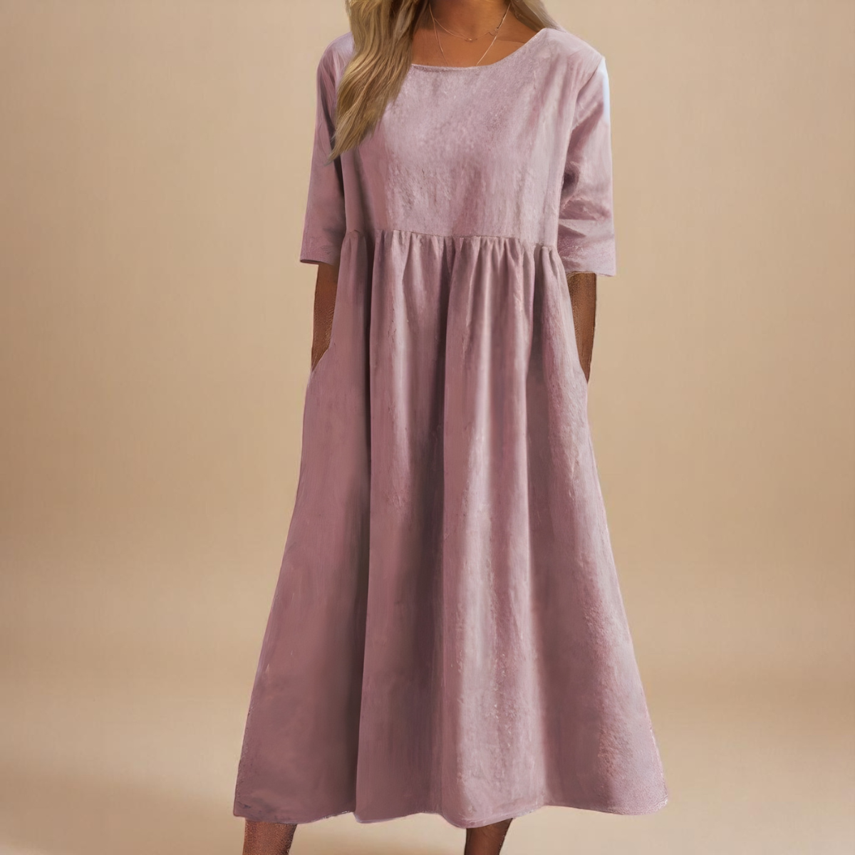 Women Relaxed Fit Casual Midi Dress with Pockets Summer - Image 4