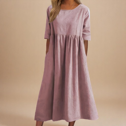 Women Relaxed Fit Casual Midi Dress with Pockets Summer - Image 4