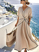 Women's Twist Front V-Neck Contrast Trim Maxi Dress - Image 7