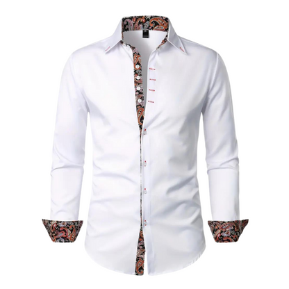 Paolo - Chemise Homme Ajustée à Motif Paisley Tissu Premium