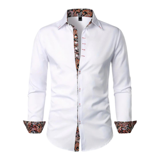 Paolo - Chemise Homme Ajustée à Motif Paisley Tissu Premium