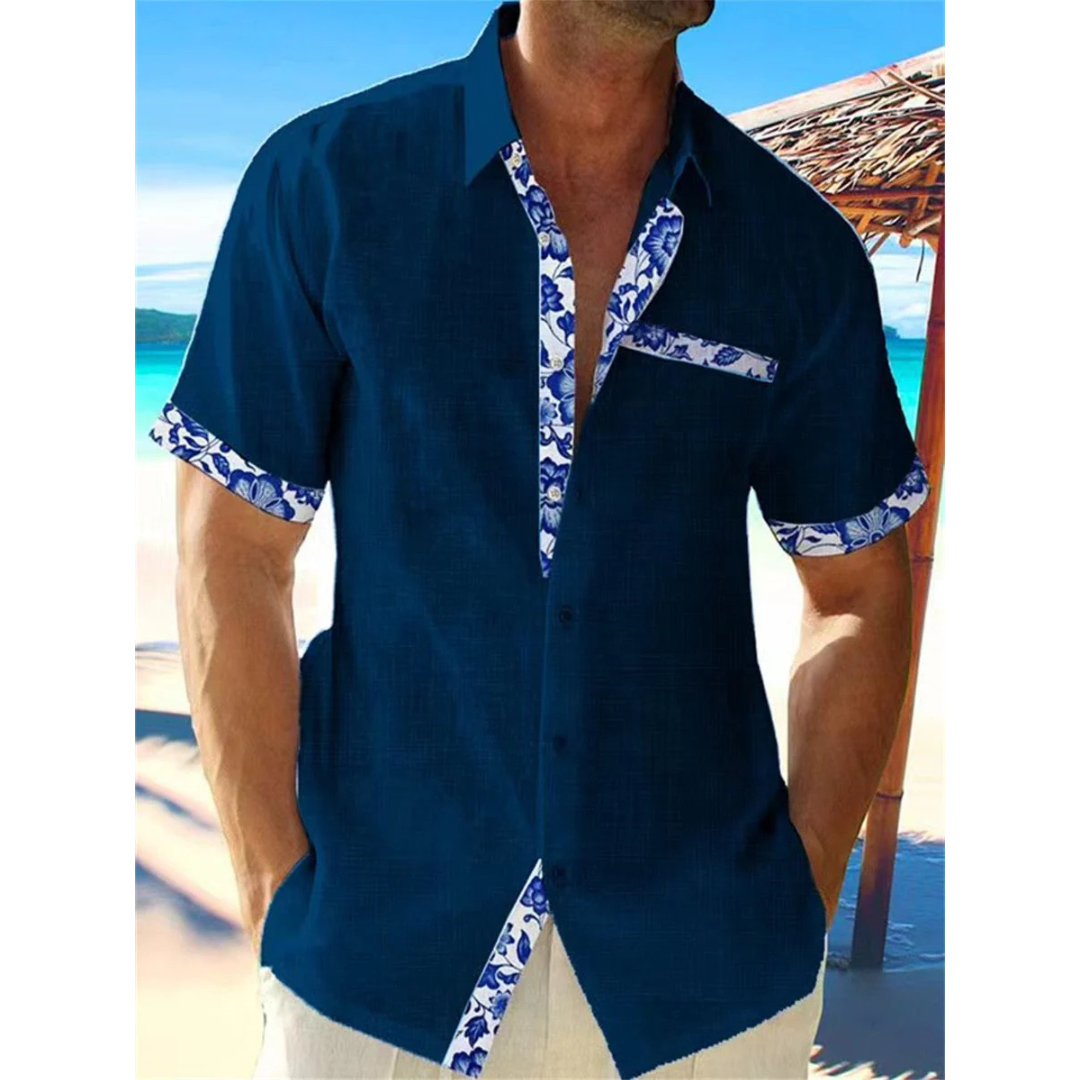 Men's Linen Short Sleeve Shirt Summer Casual Button Up - Image 4