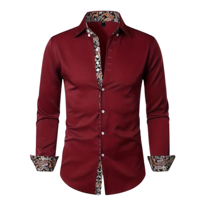 Paolo - Chemise Homme Ajustée à Motif Paisley Tissu Premium