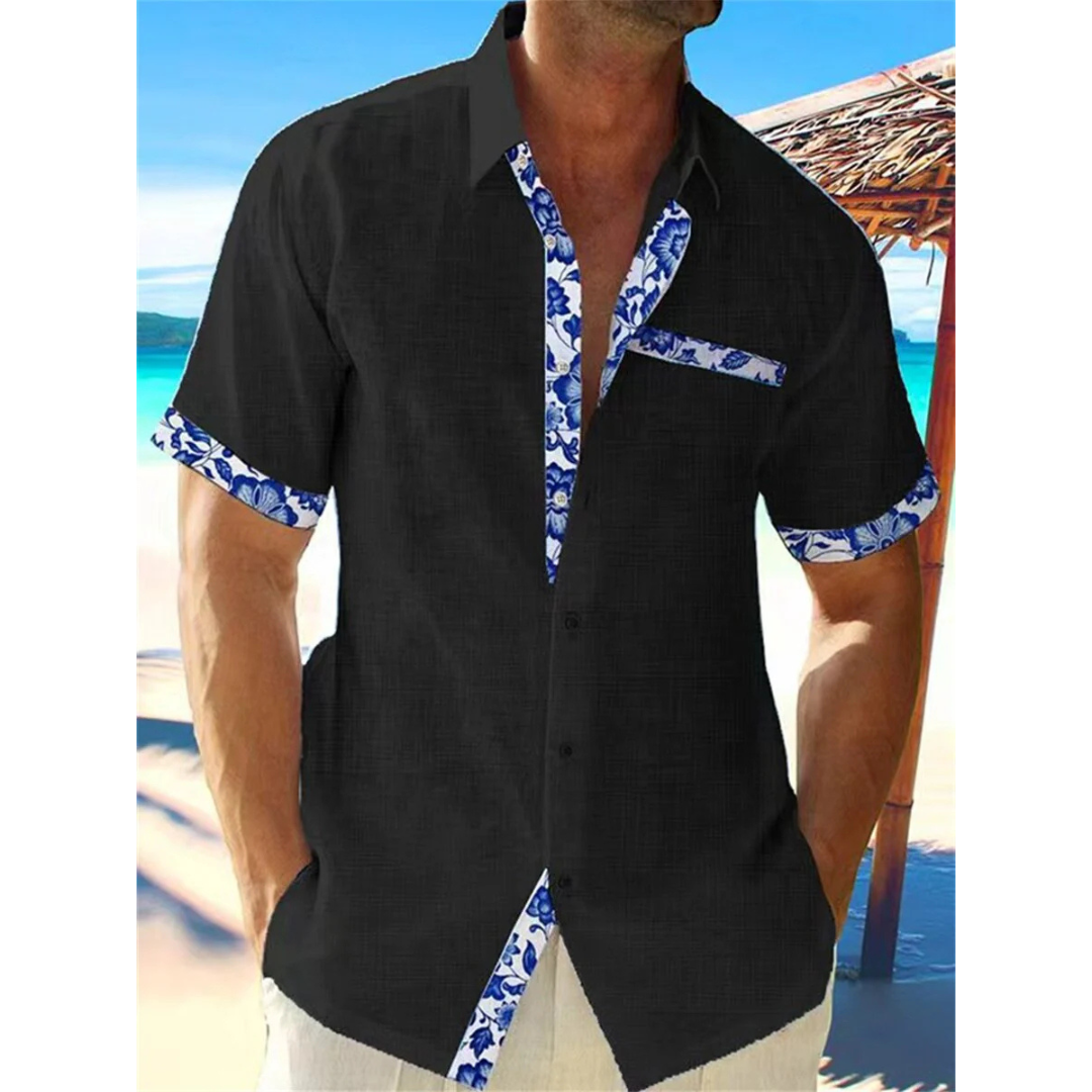 Men's Linen Short Sleeve Shirt Summer Casual Button Up - Image 5