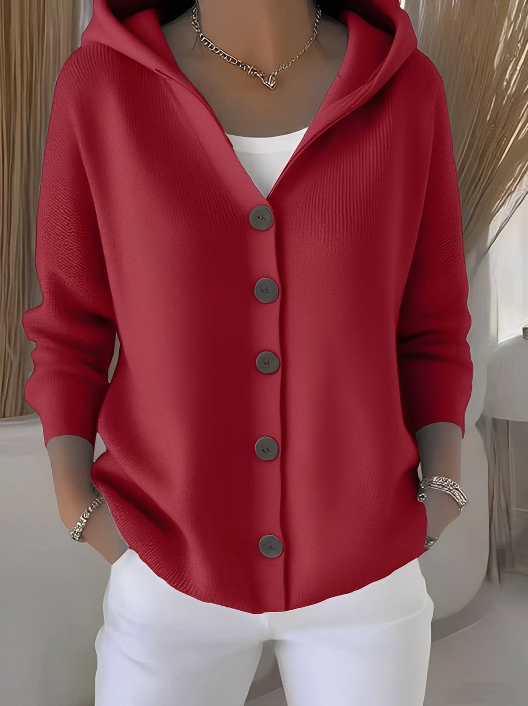 Fiona – Women’s Cozy Long Sleeve Knit Cardigan with Hood
